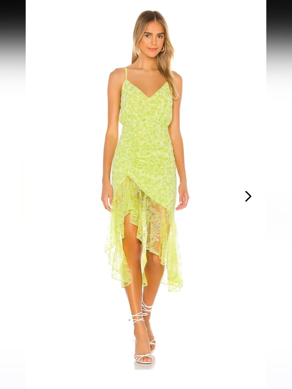Lovers + Friends Salvatore Ruched Floral Asymmetrical Lace Dress XL
